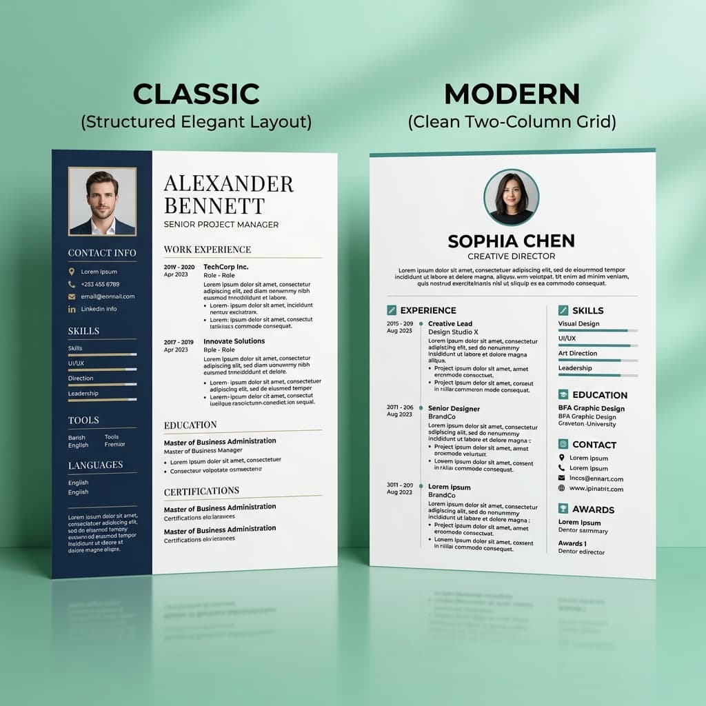 Modèles de CV classique et moderne