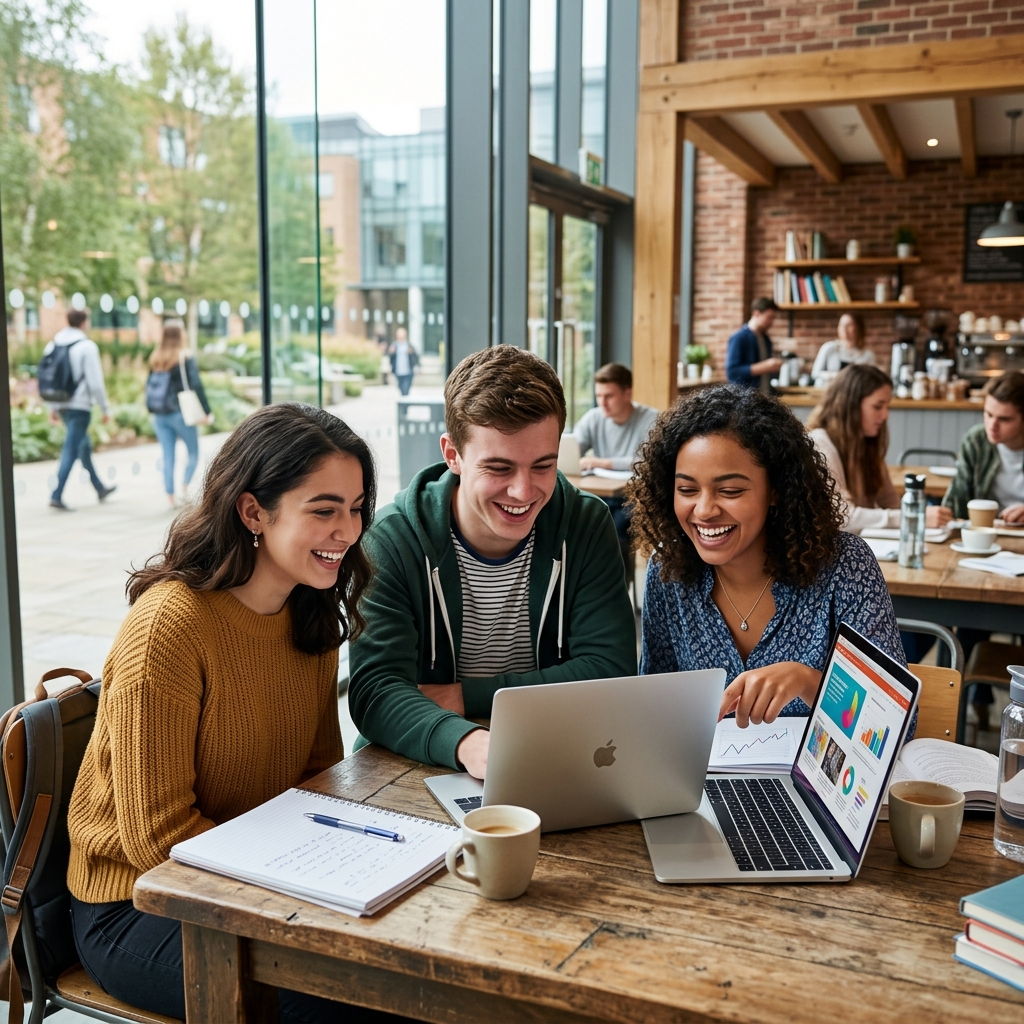 Étudiants travaillant ensemble sur un ordinateur